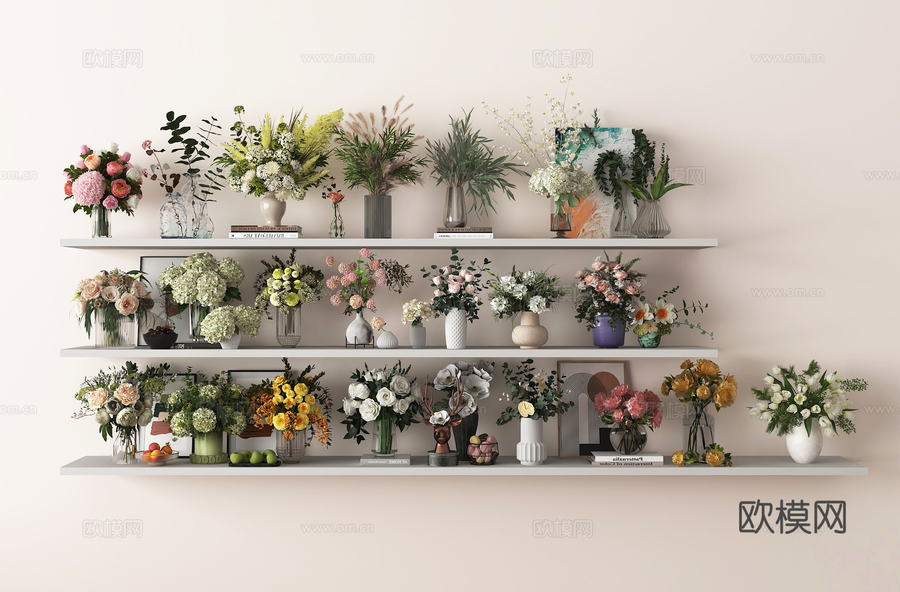 花卉 花瓶 插花 鲜花3d模型