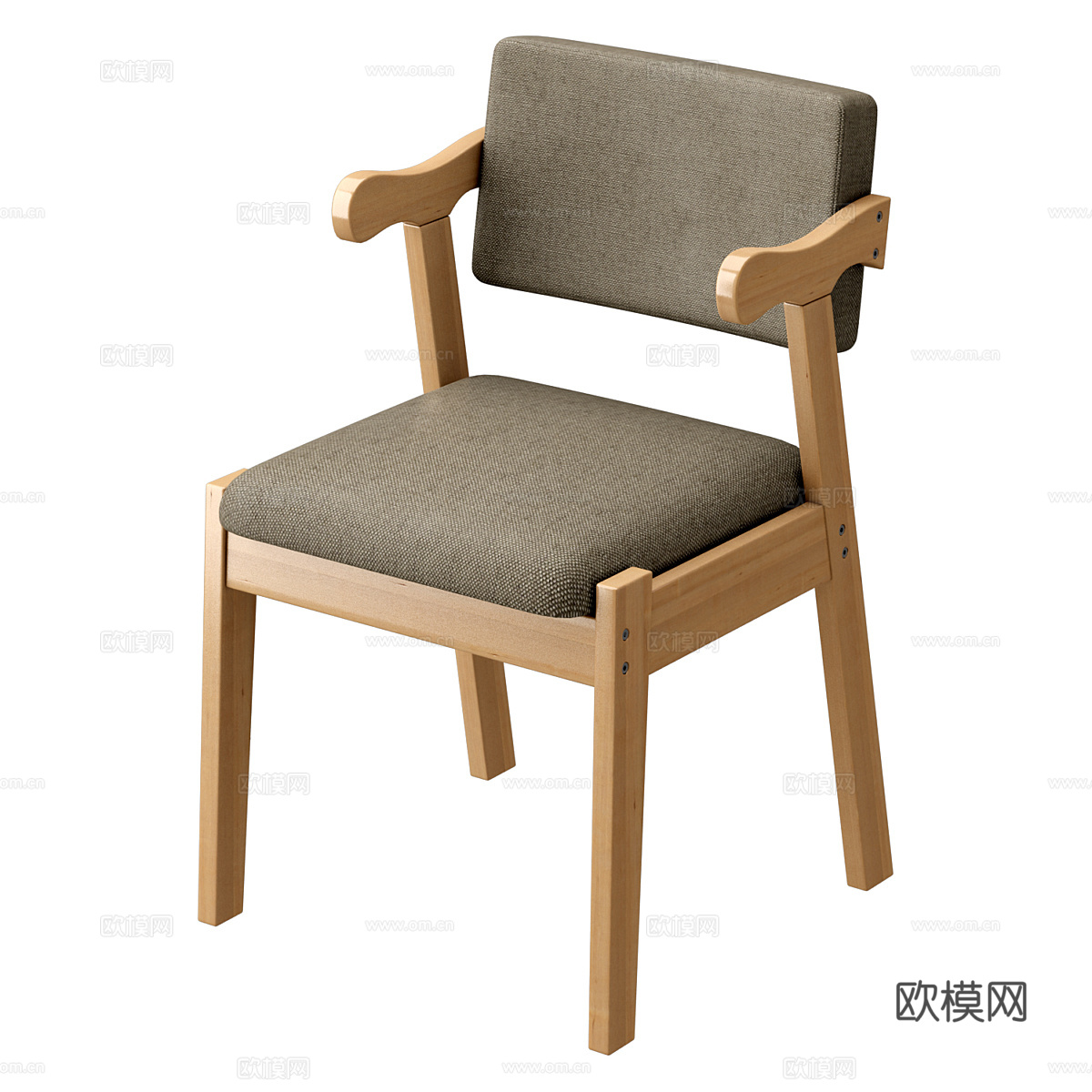 现代北欧原木风书桌椅3d模型