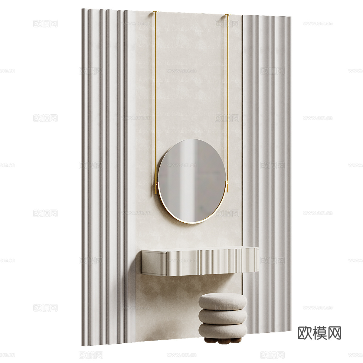 新中式侘寂梳妆台3d模型