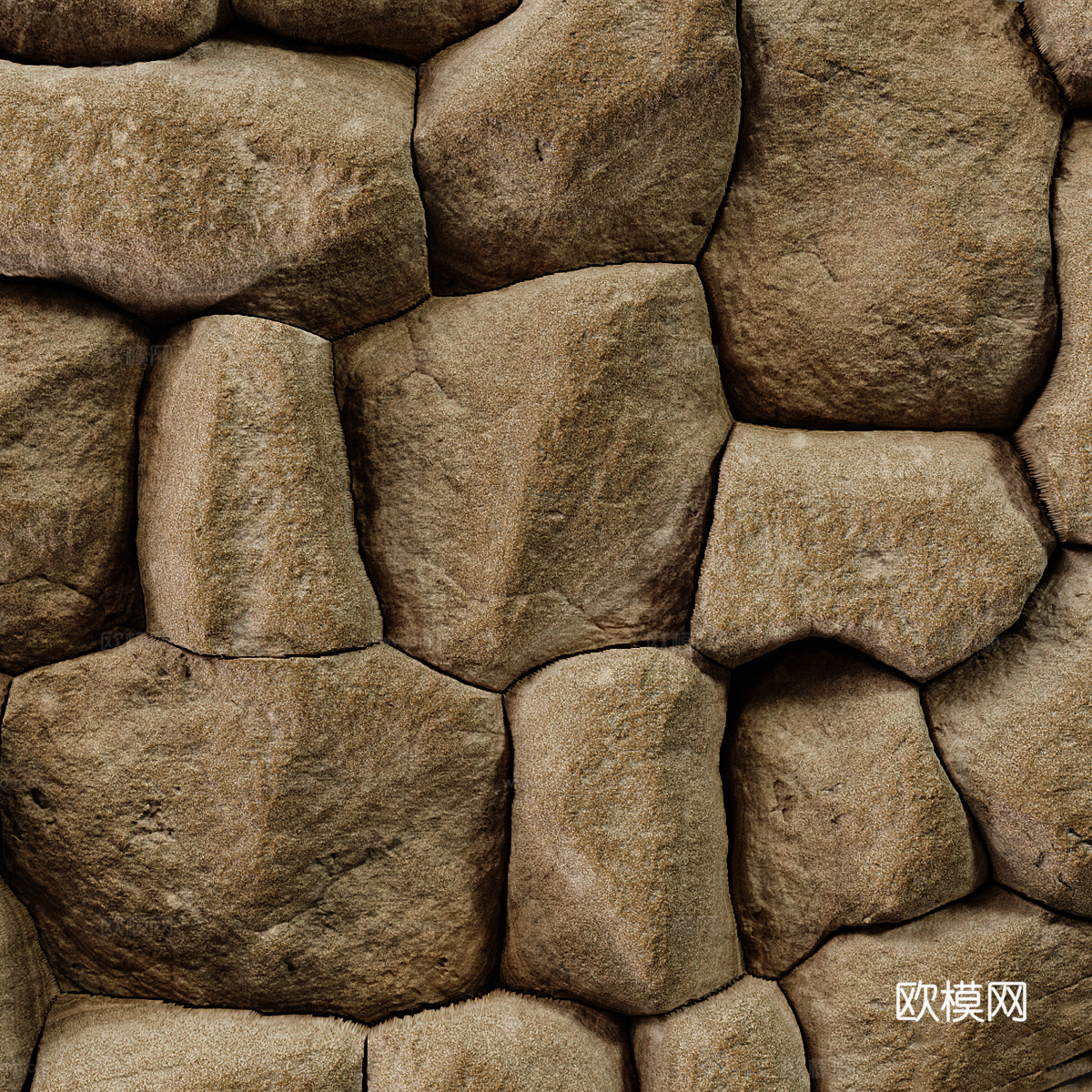 现代侘寂石墙3d模型