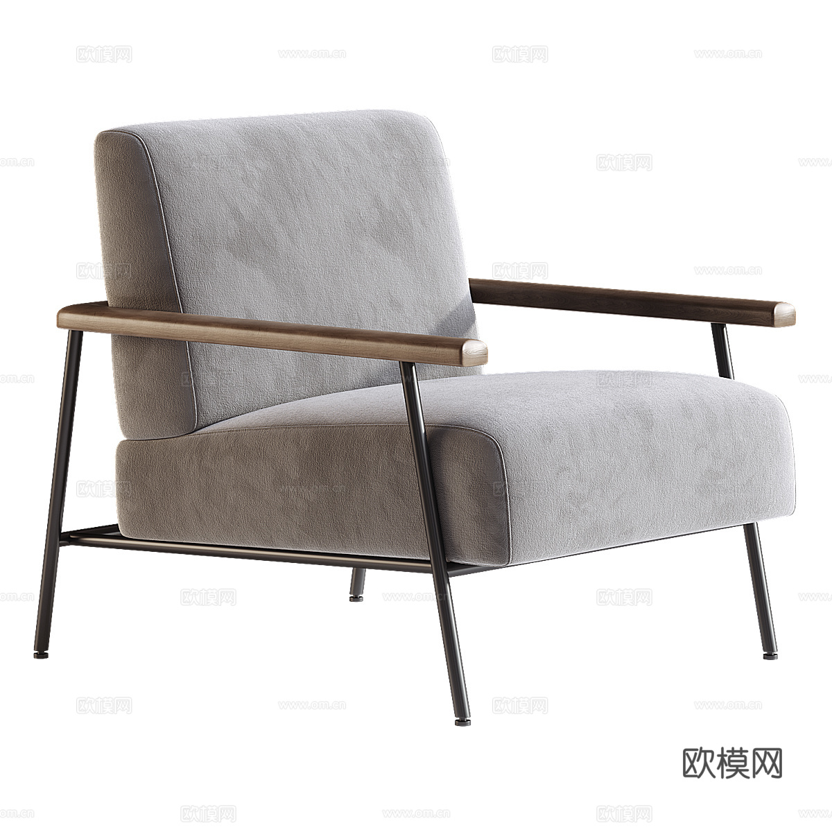 新中式轻奢布艺扶手椅3d模型