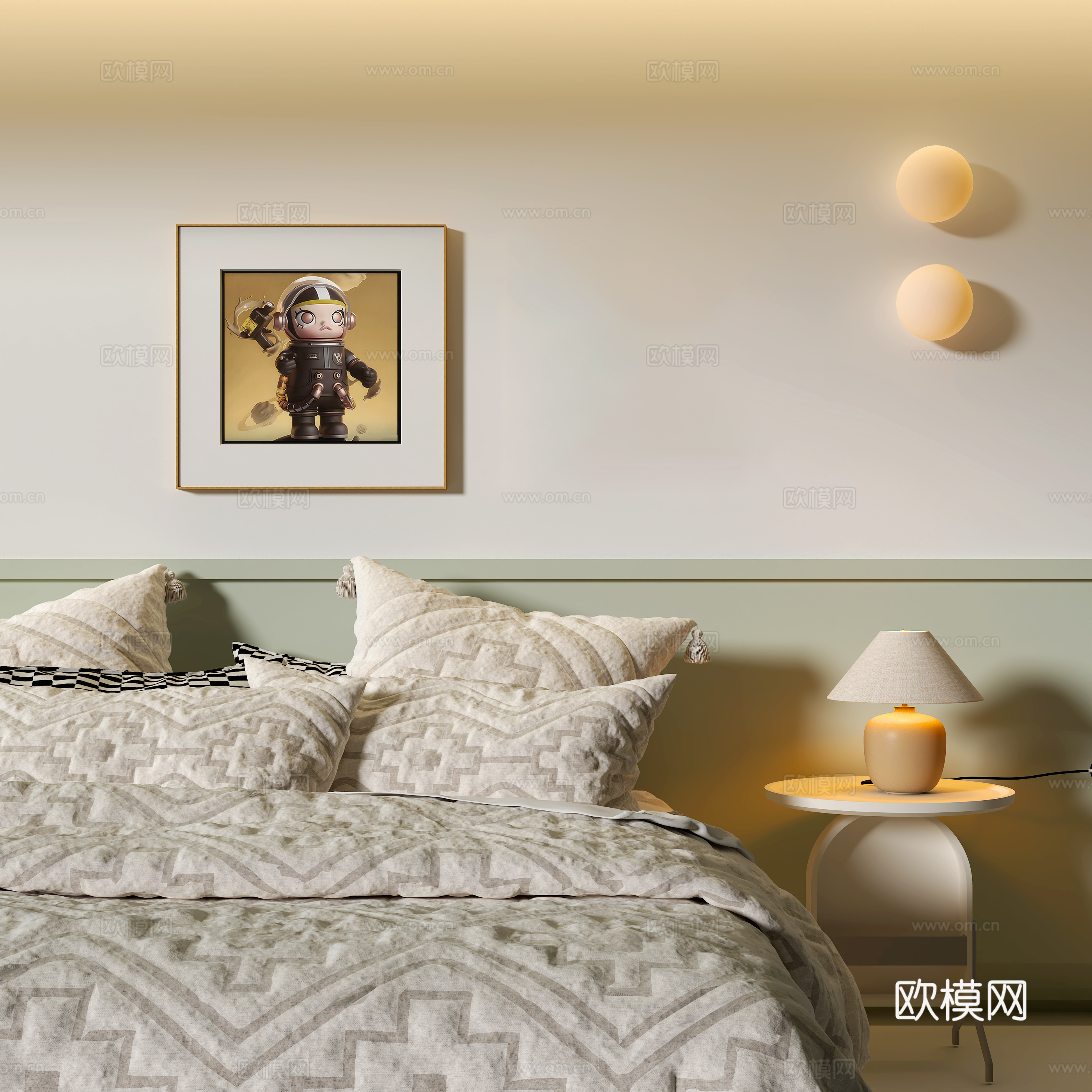 现代卧室装饰挂画su模型