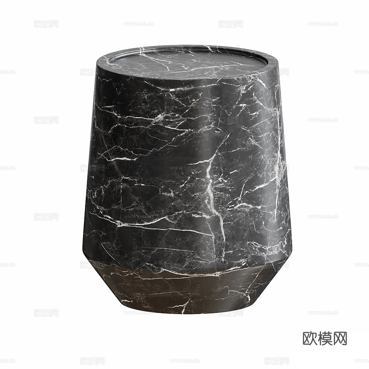 现代意式大理石圆茶几组合3d模型