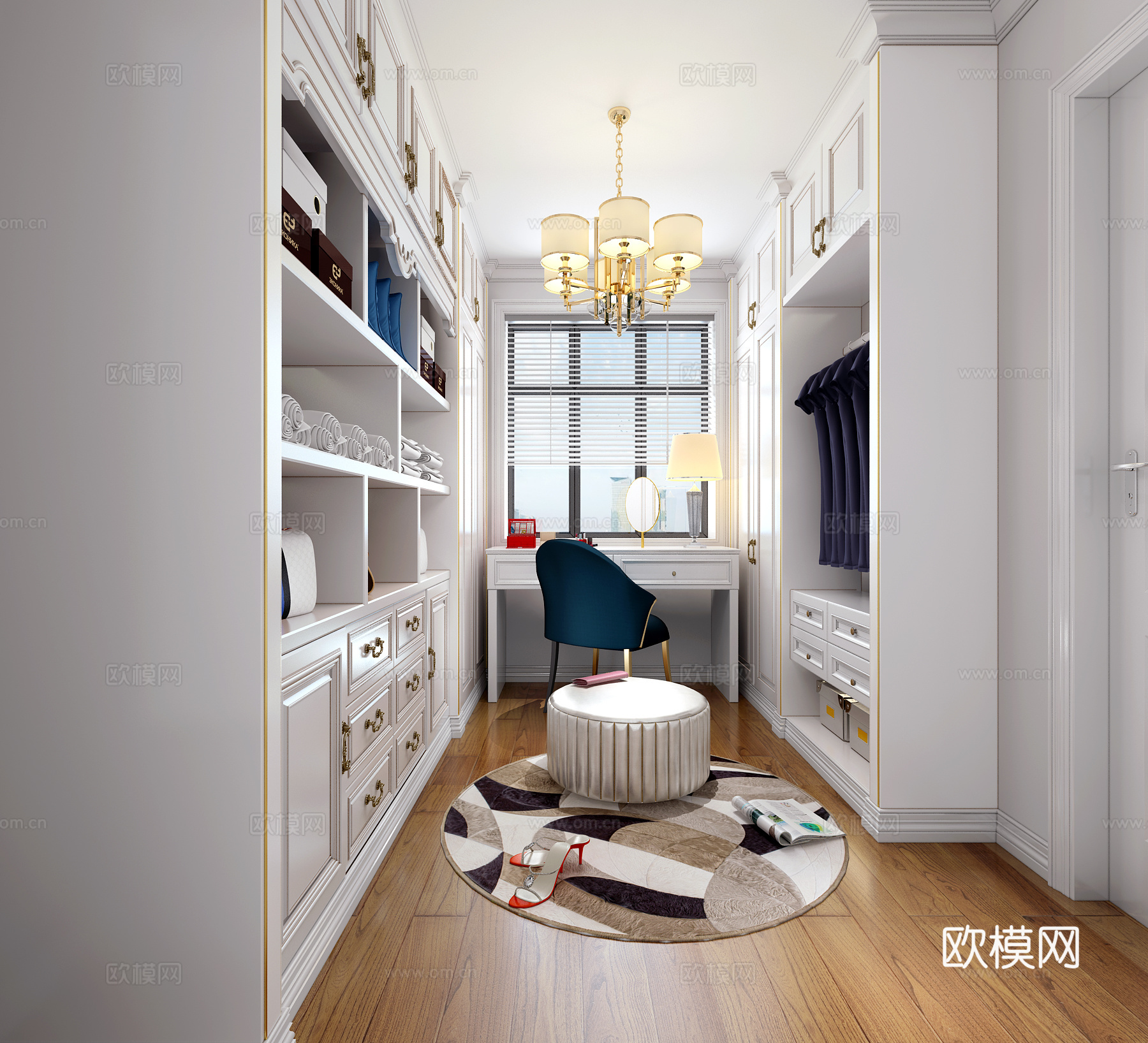 欧式衣帽间 欧式吊灯3d模型