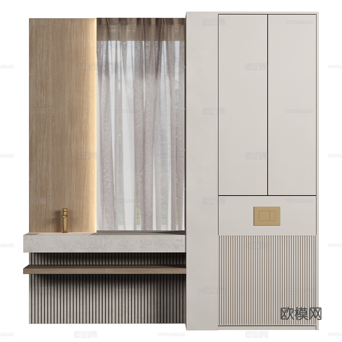 现代极简浴室柜 台盆柜3d模型