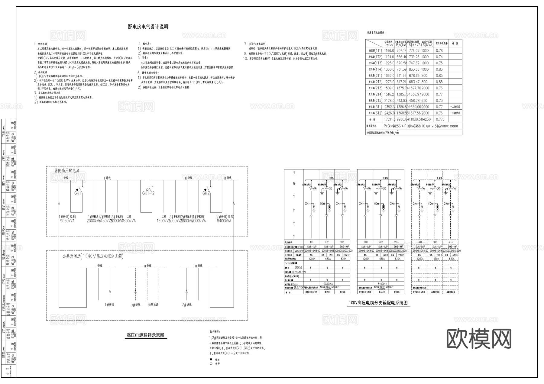 公厕高压配电及公共开关房-强电cad施工图