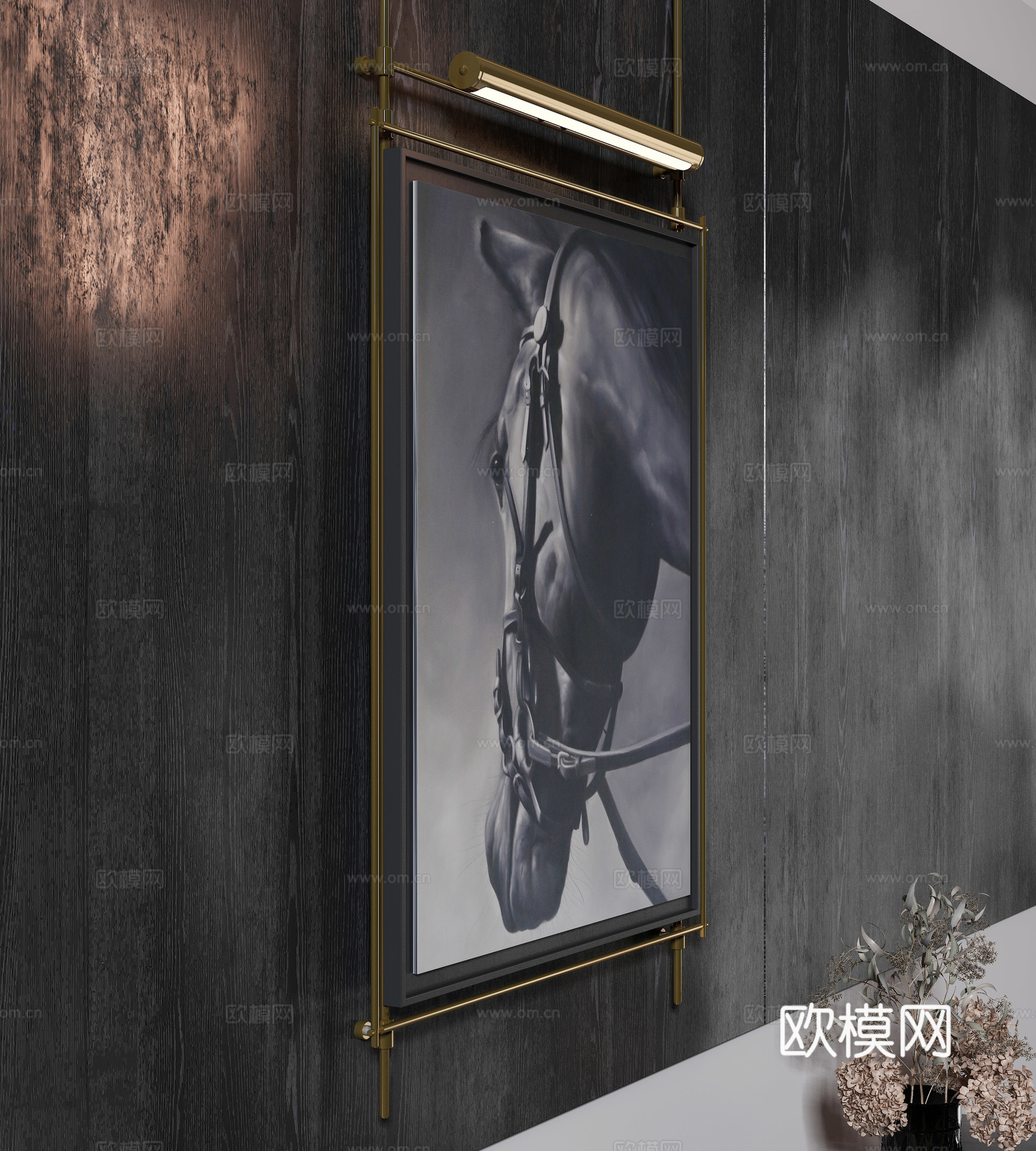 现代侘寂挂画 油画3d模型