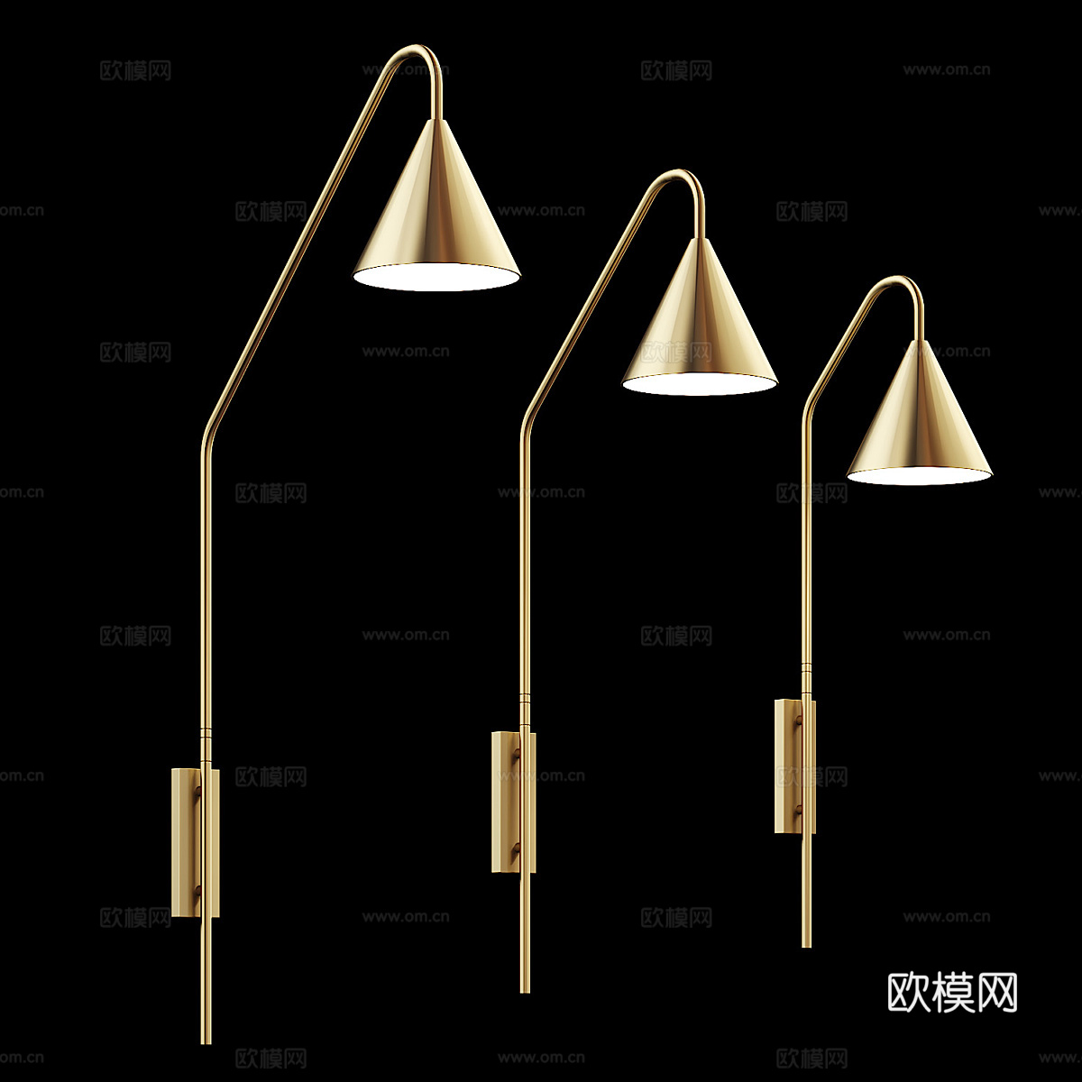 现代轻奢长条金属壁灯3d模型