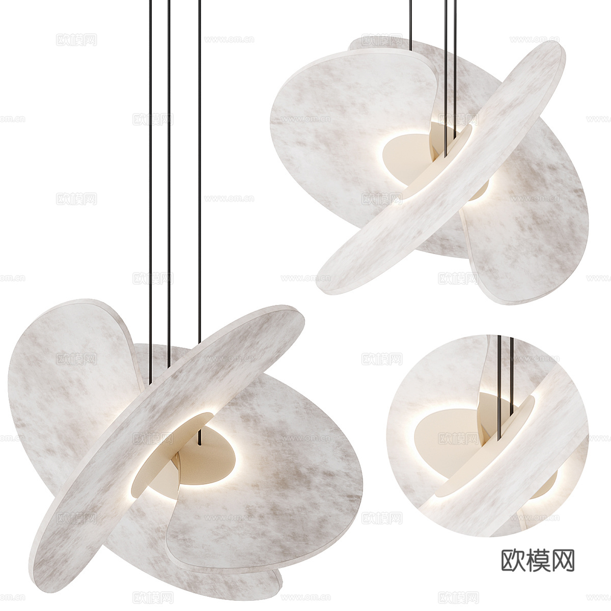 现代意式轻奢大理石装饰吊灯3d模型