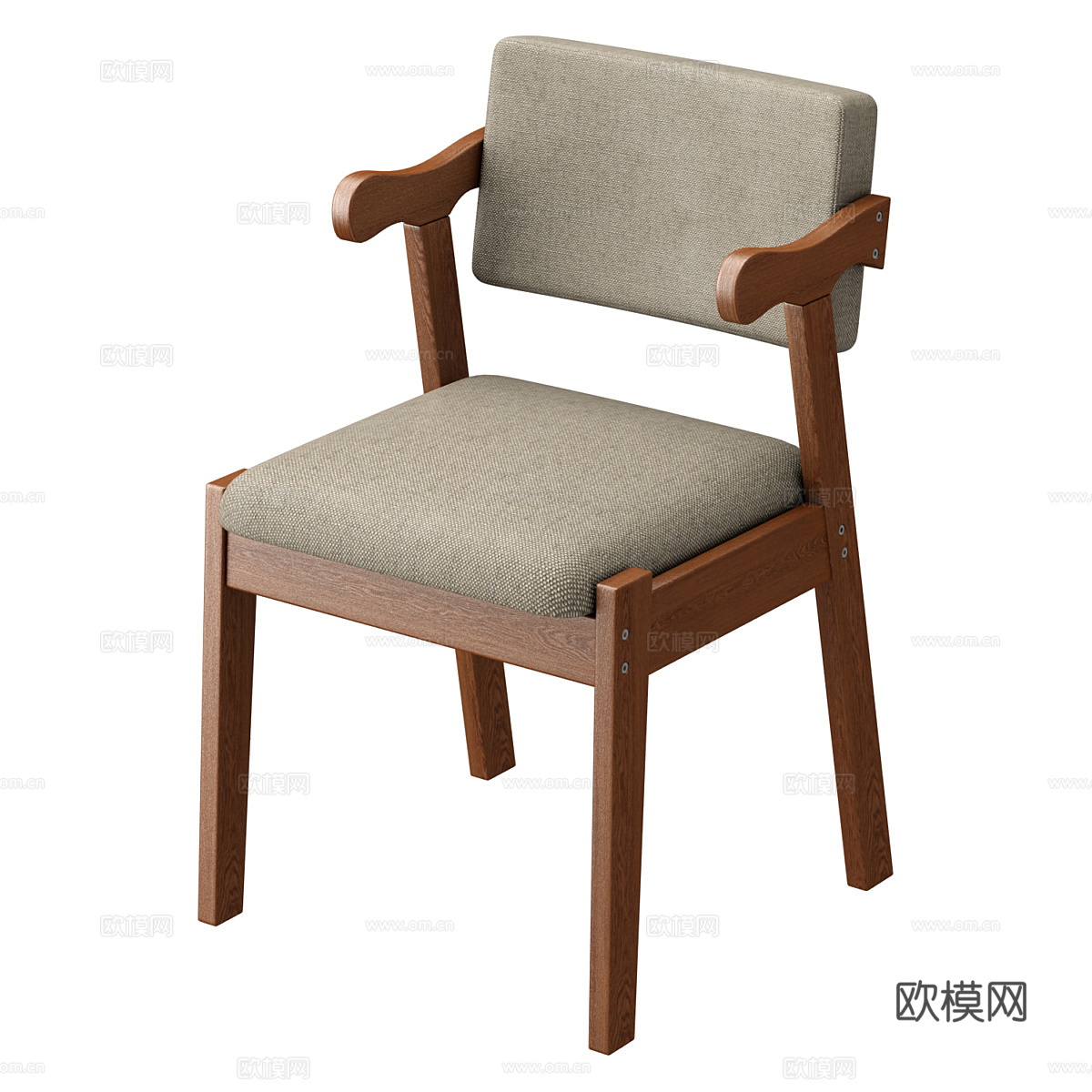 现代北欧原木风书桌椅3d模型