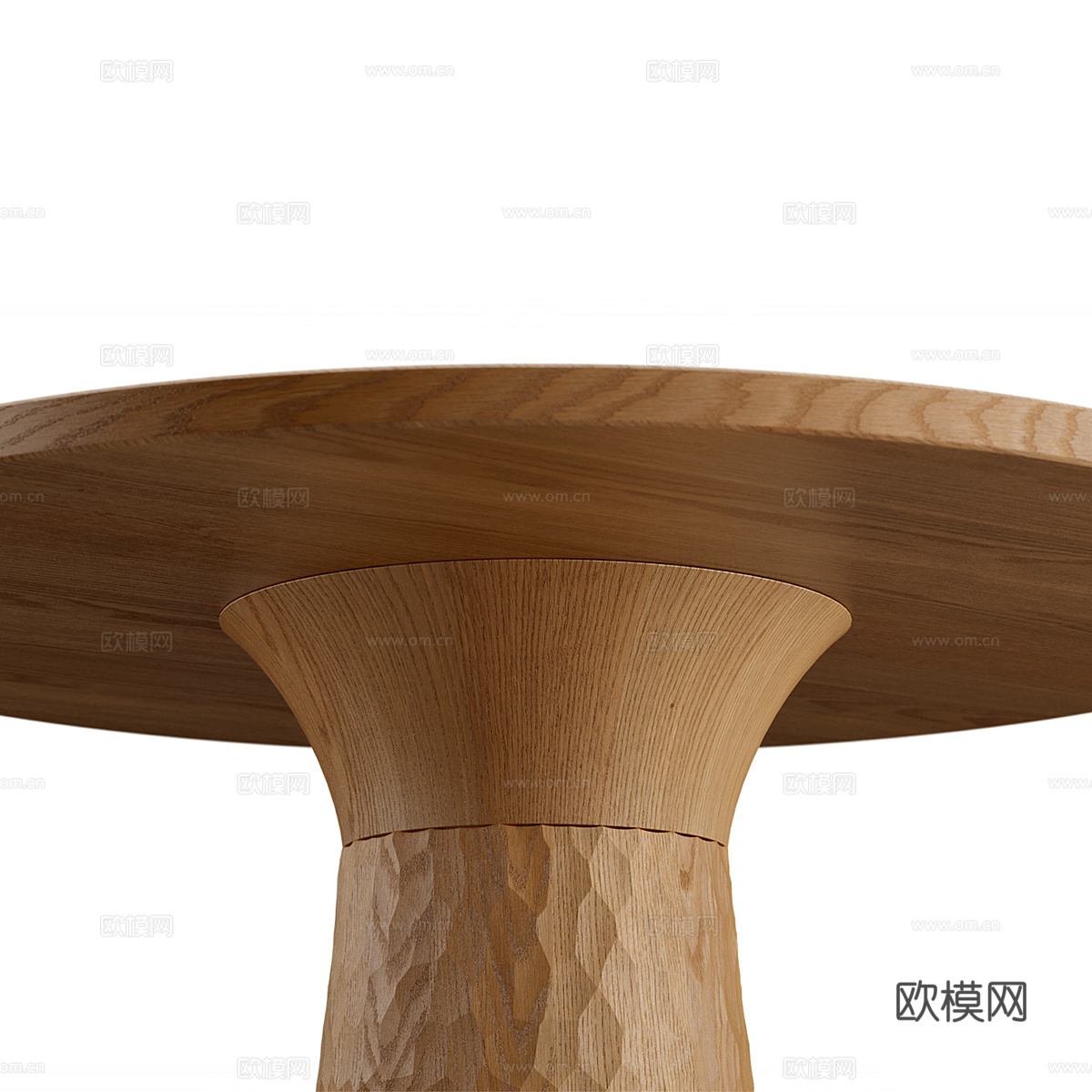 新中式原木风实木圆餐桌3d模型
