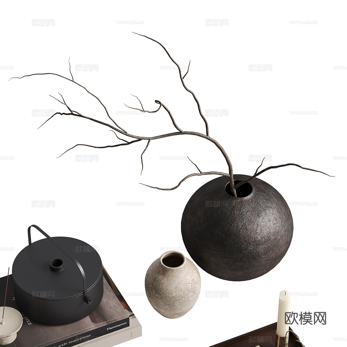 新中式轻奢饰品摆件 茶具3d模型