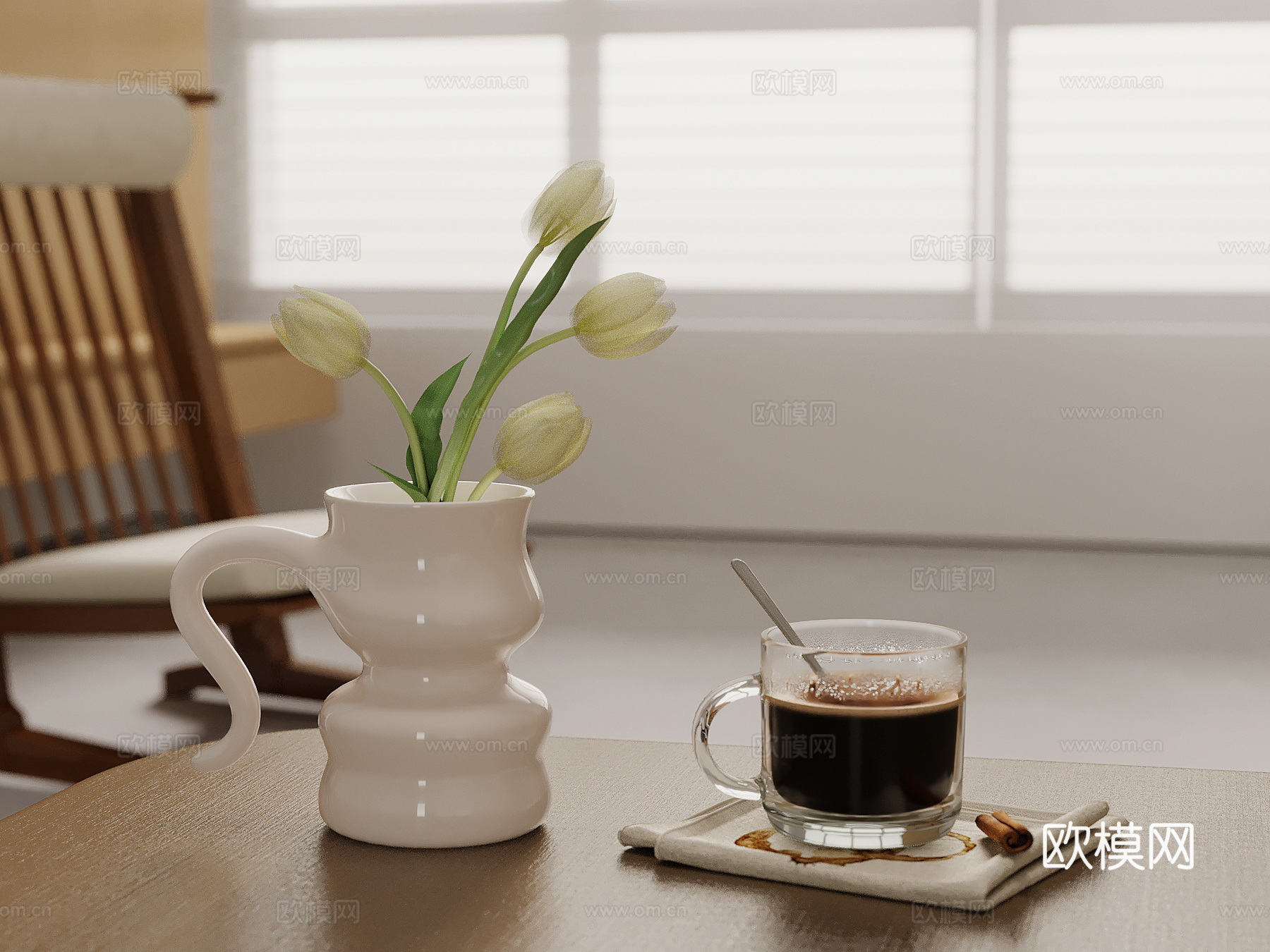 现代餐具 咖啡杯 花瓶3d模型