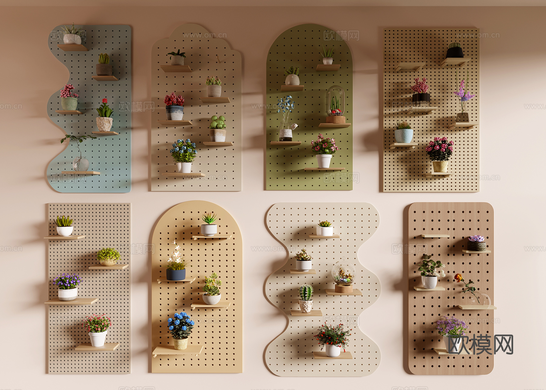 洞洞墙盆栽su模型下载（渲染图1）