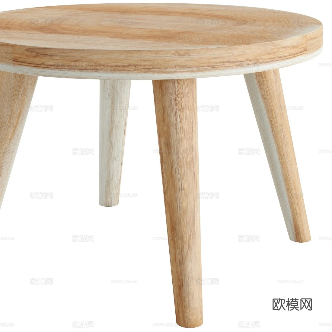 现代侘寂原木风实木圆茶几3d模型