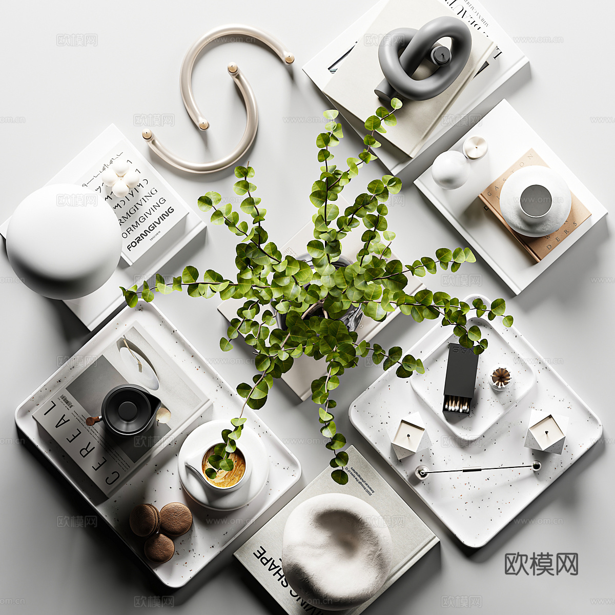现代意式饰品摆件组合3d模型