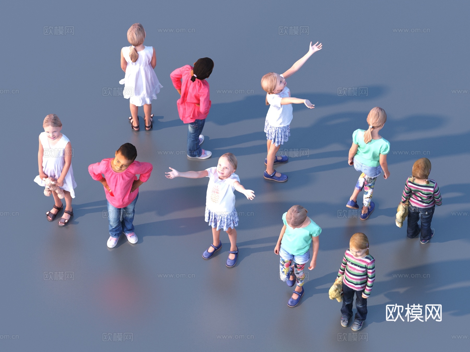 儿童 小孩 多人 人物3d模型