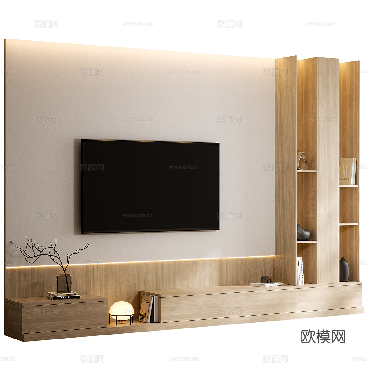 现代意式极简电视背景墙3d模型