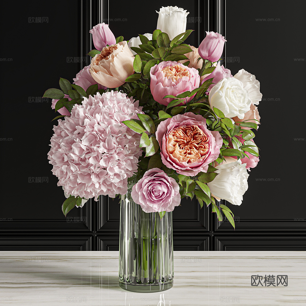 现代轻奢花瓶花艺3d模型