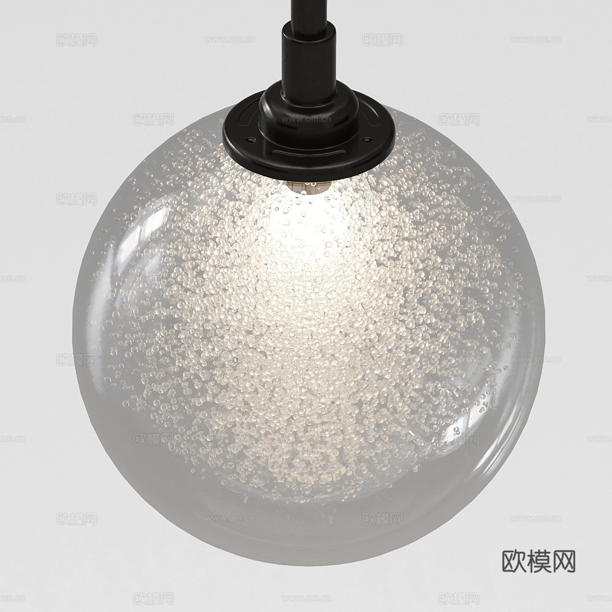 现代意式极简球形气泡玻璃装饰吊灯3d模型