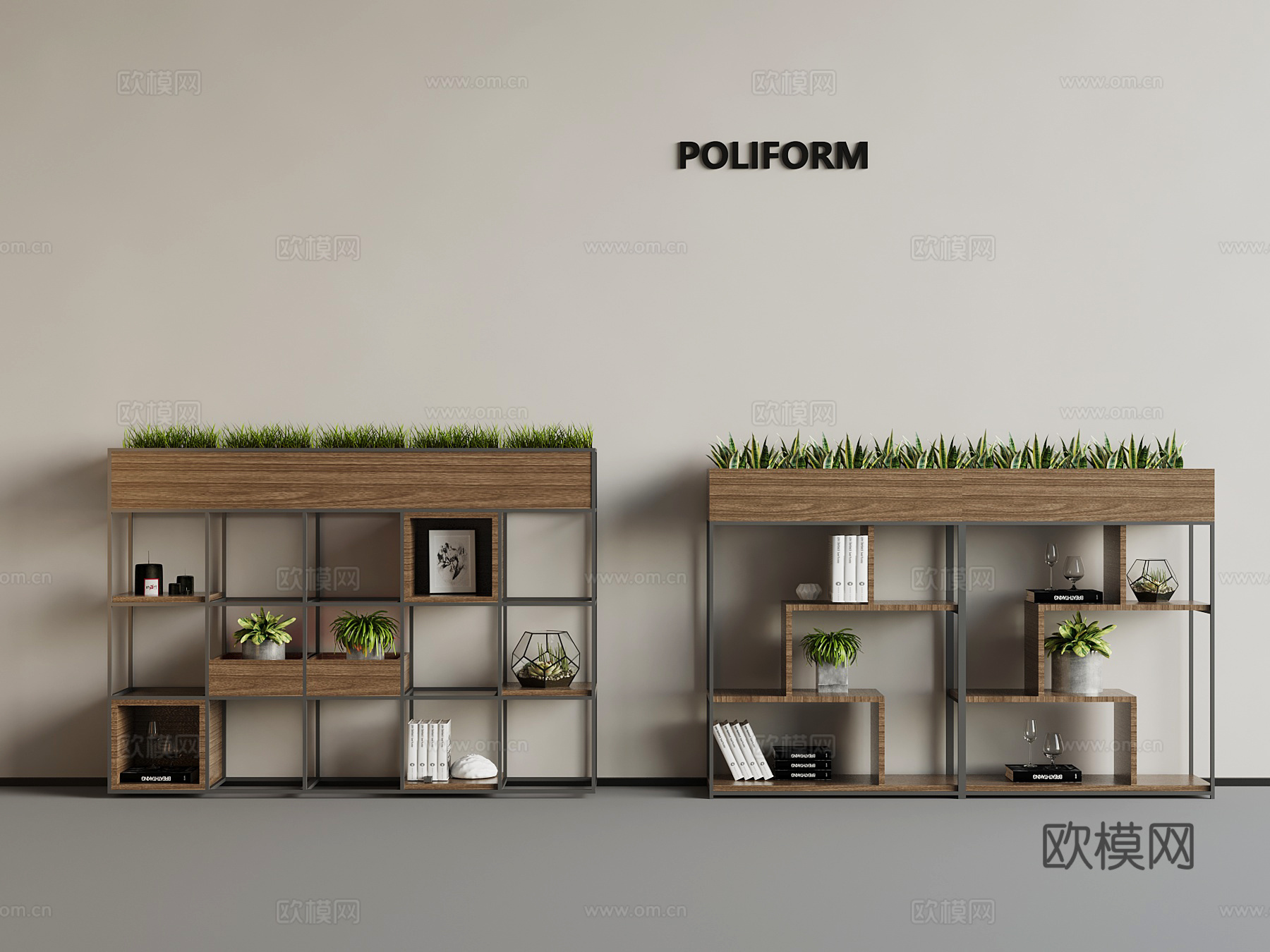 工业风绿植隔断柜 置物柜3d模型