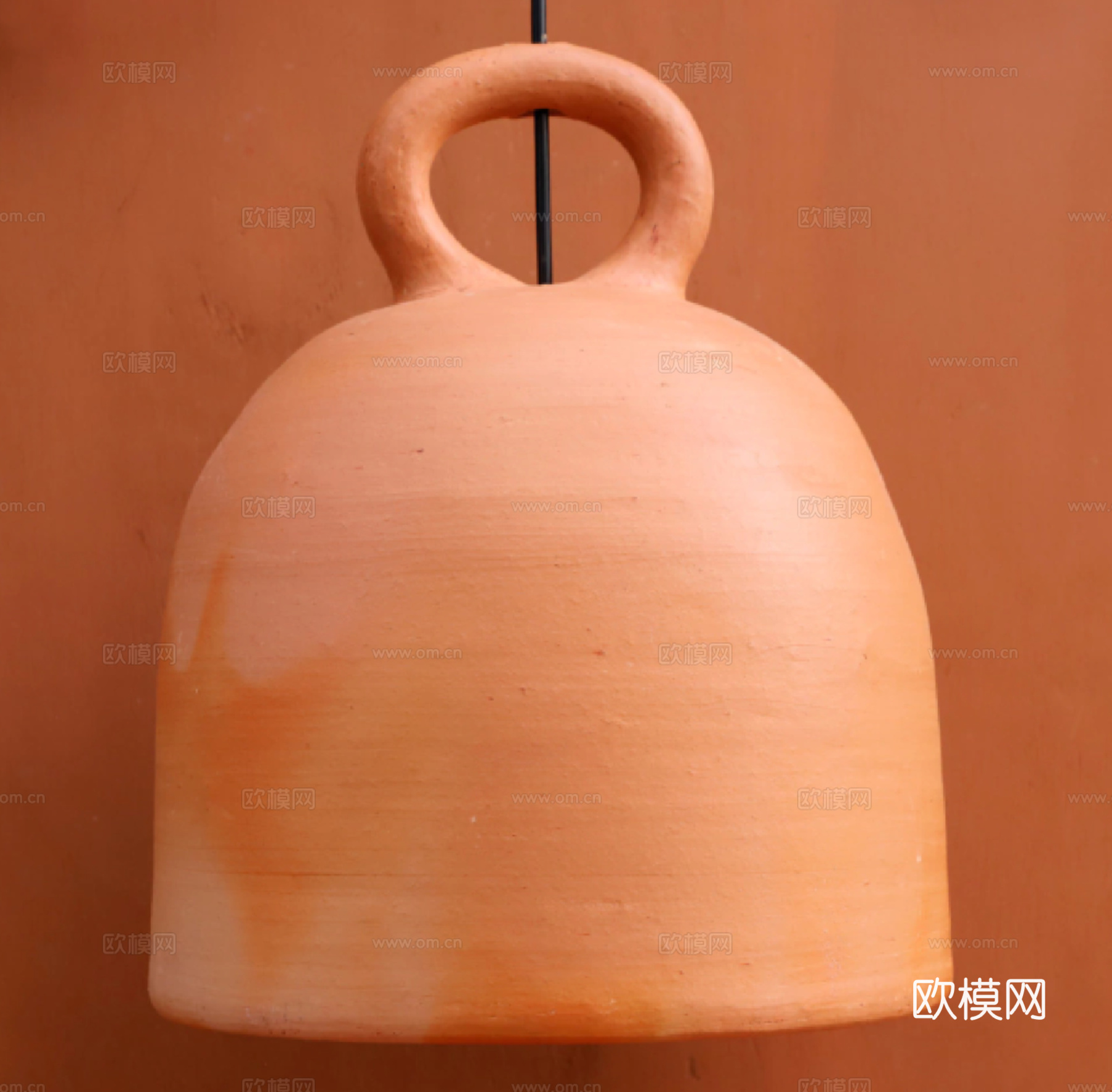 北欧餐厅中古陶瓷吊灯 北欧铃铛钟罩陶瓷吊灯su模型