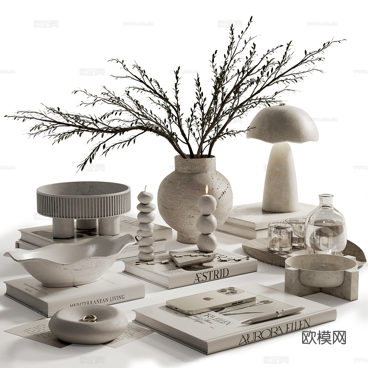新中式侘寂饰品摆件组合3d模型