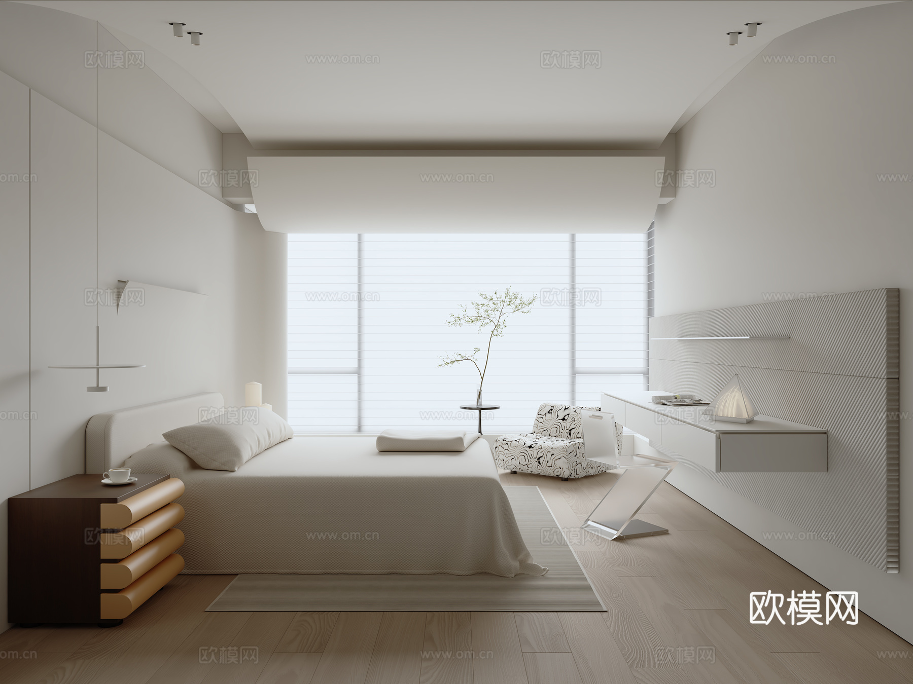 现代极简卧室3d模型