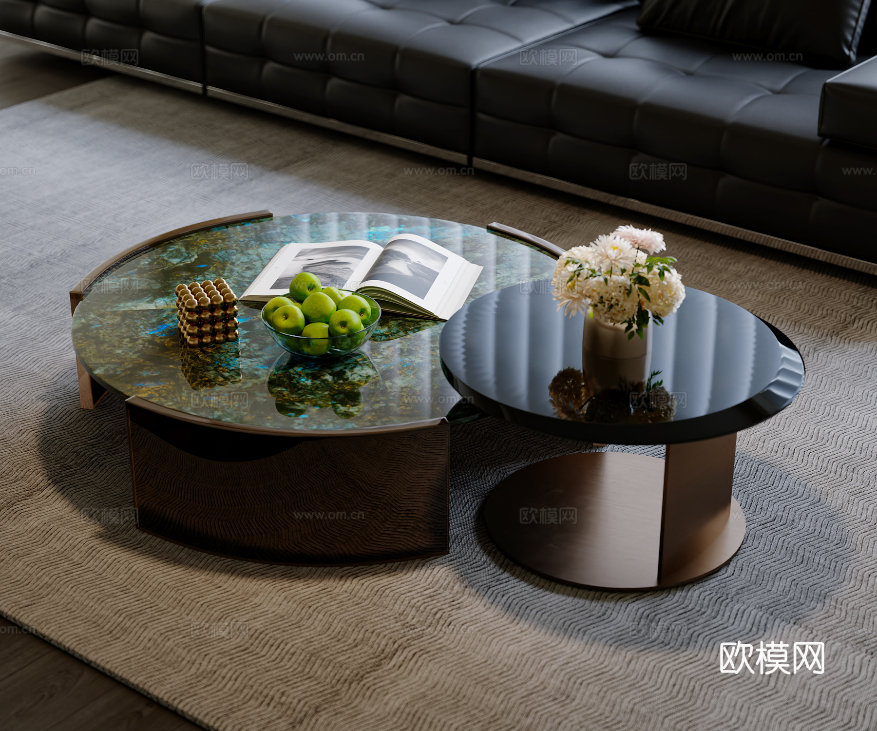 现代子母茶几组合3d模型