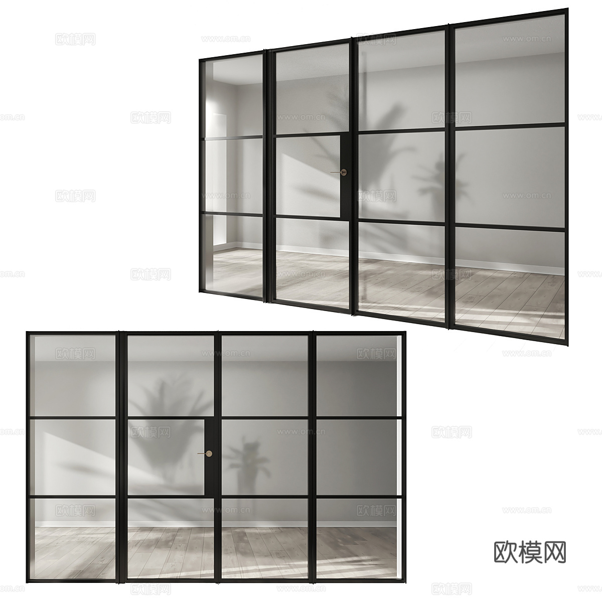 现代意式极简玻璃门3d模型