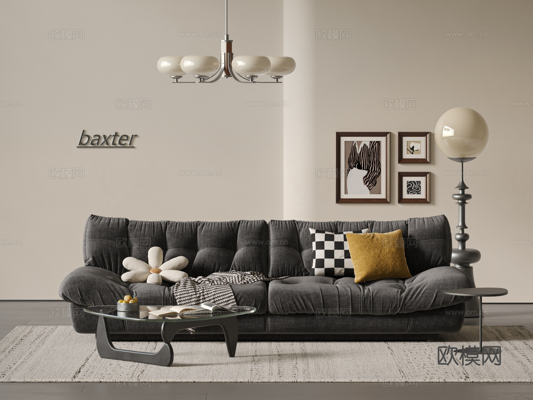 baxter 现代 中古双人沙发 云朵沙发 milano沙发su模型