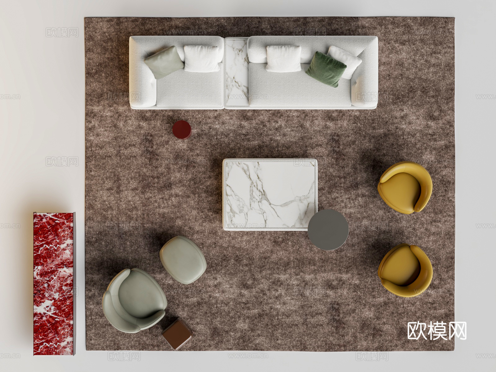 Minotti Supermoon沙发茶几组合 超级月亮沙发3d模型