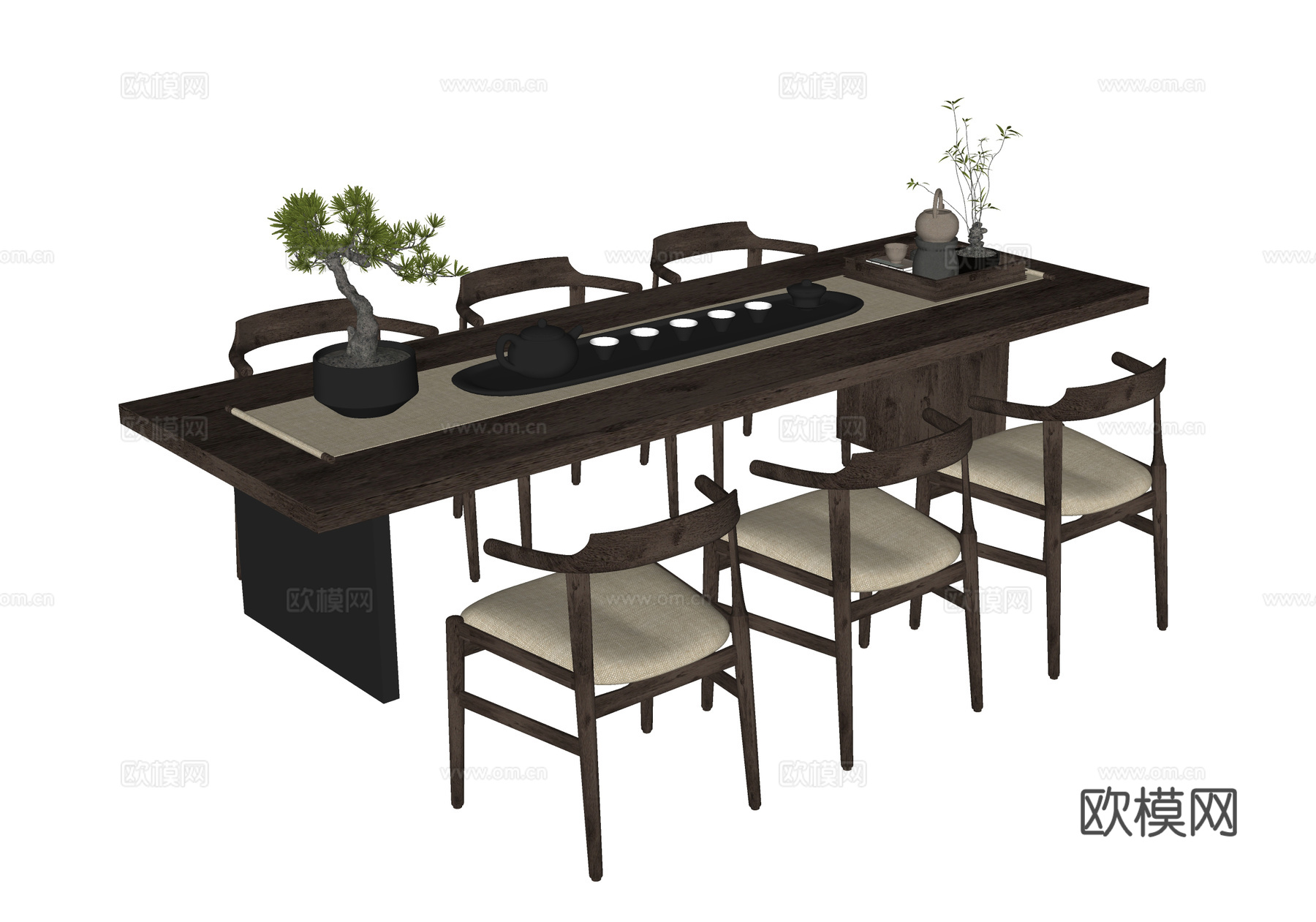 现代茶桌椅 茶椅 茶具 茶椅su模型