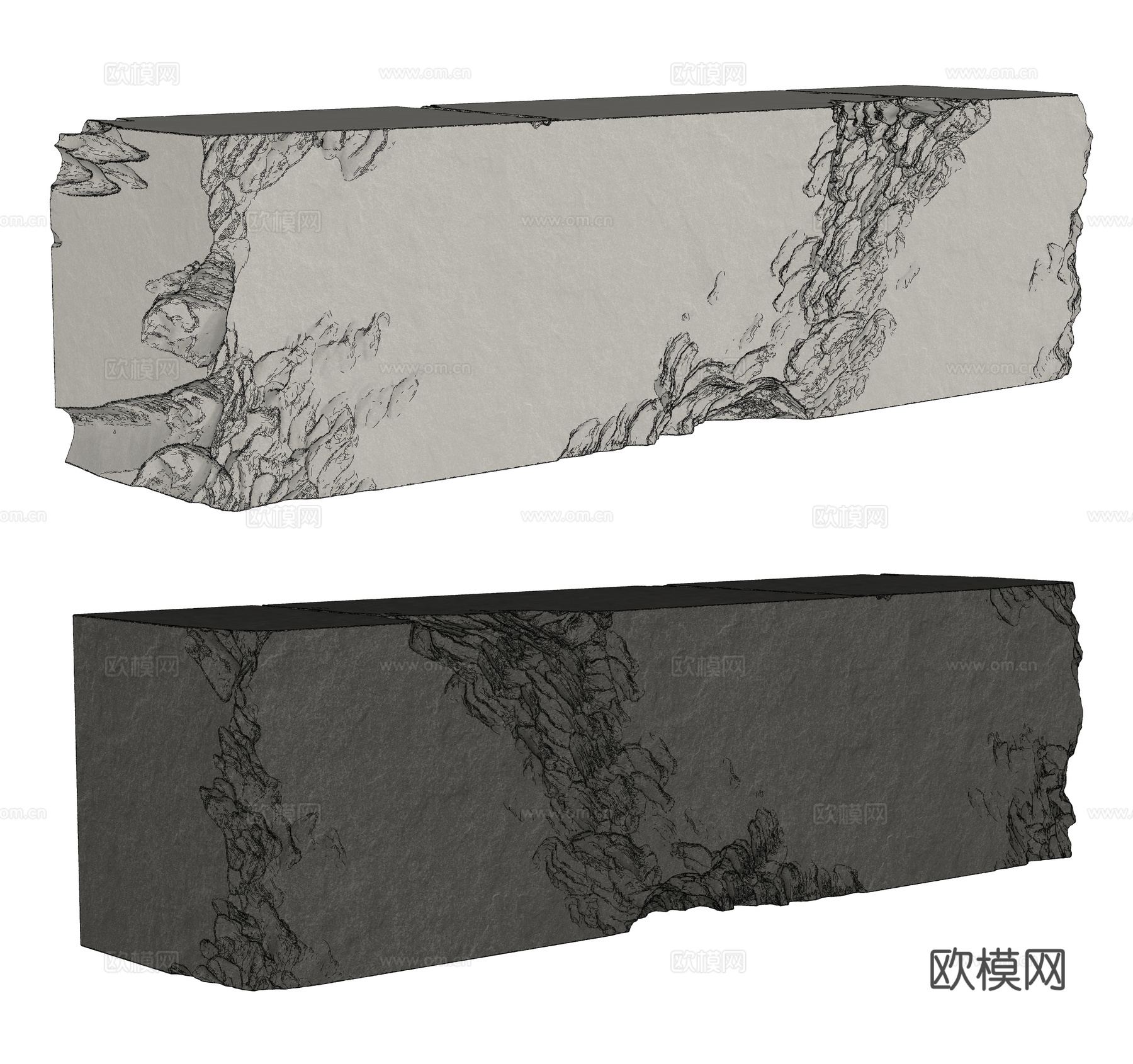 石头服务台 岩石接待台 岩石前台 石头前台 公司前台su模型
