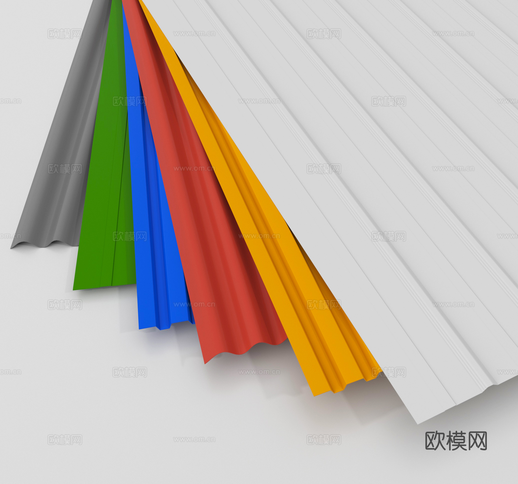 彩钢瓦 铁板瓦 雨棚 彩钢板3d模型