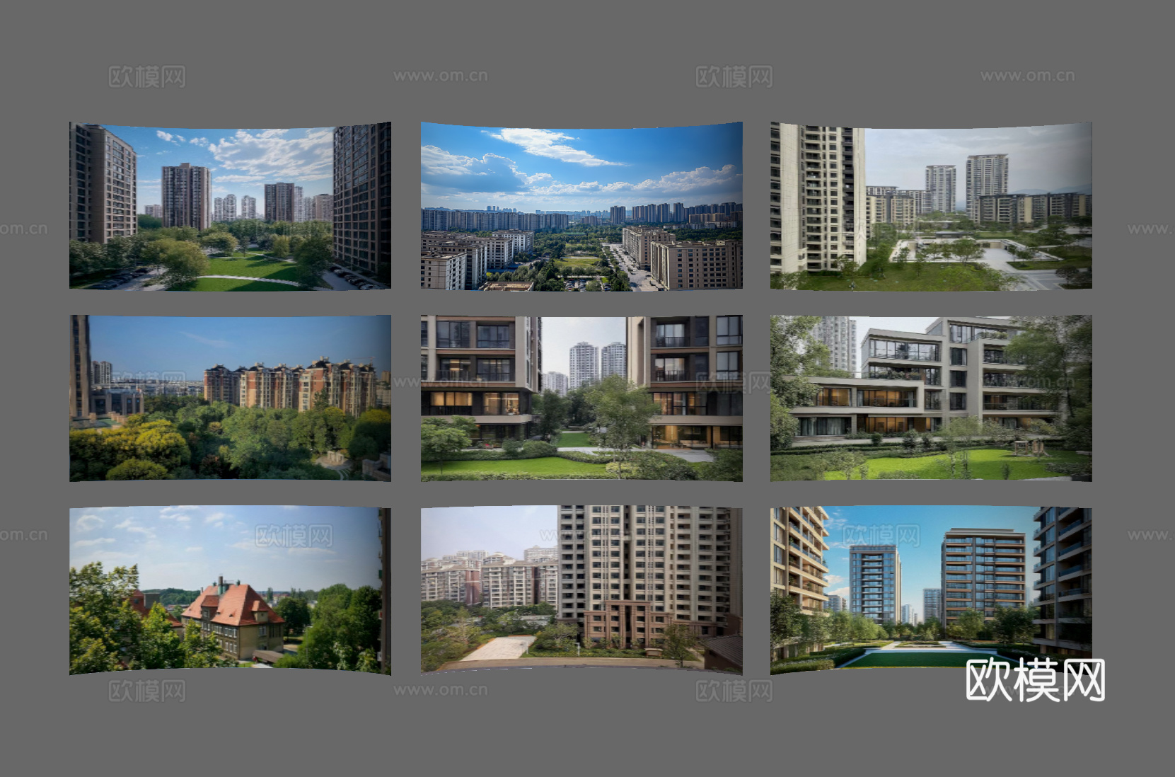 现代外景小区外景 城市外景su模型