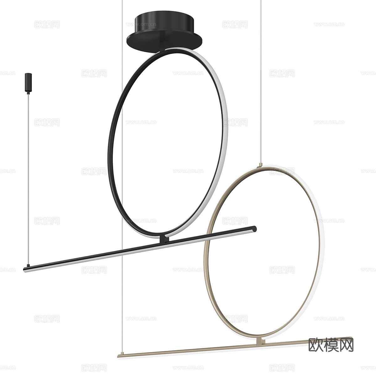 现代极简线性吊灯3d模型