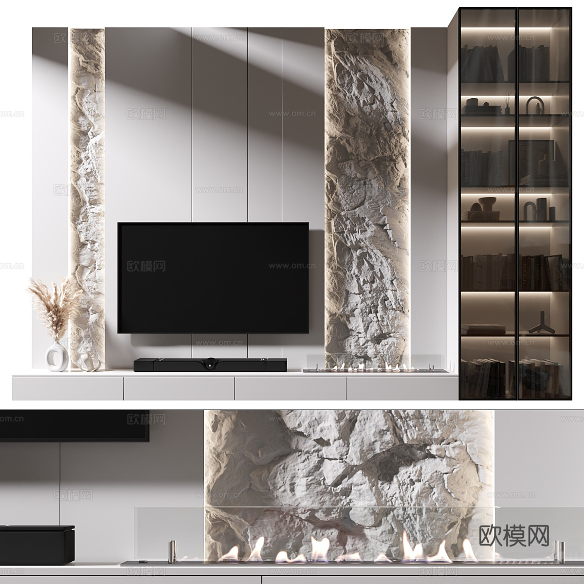 现代意式极简电视背景墙3d模型
