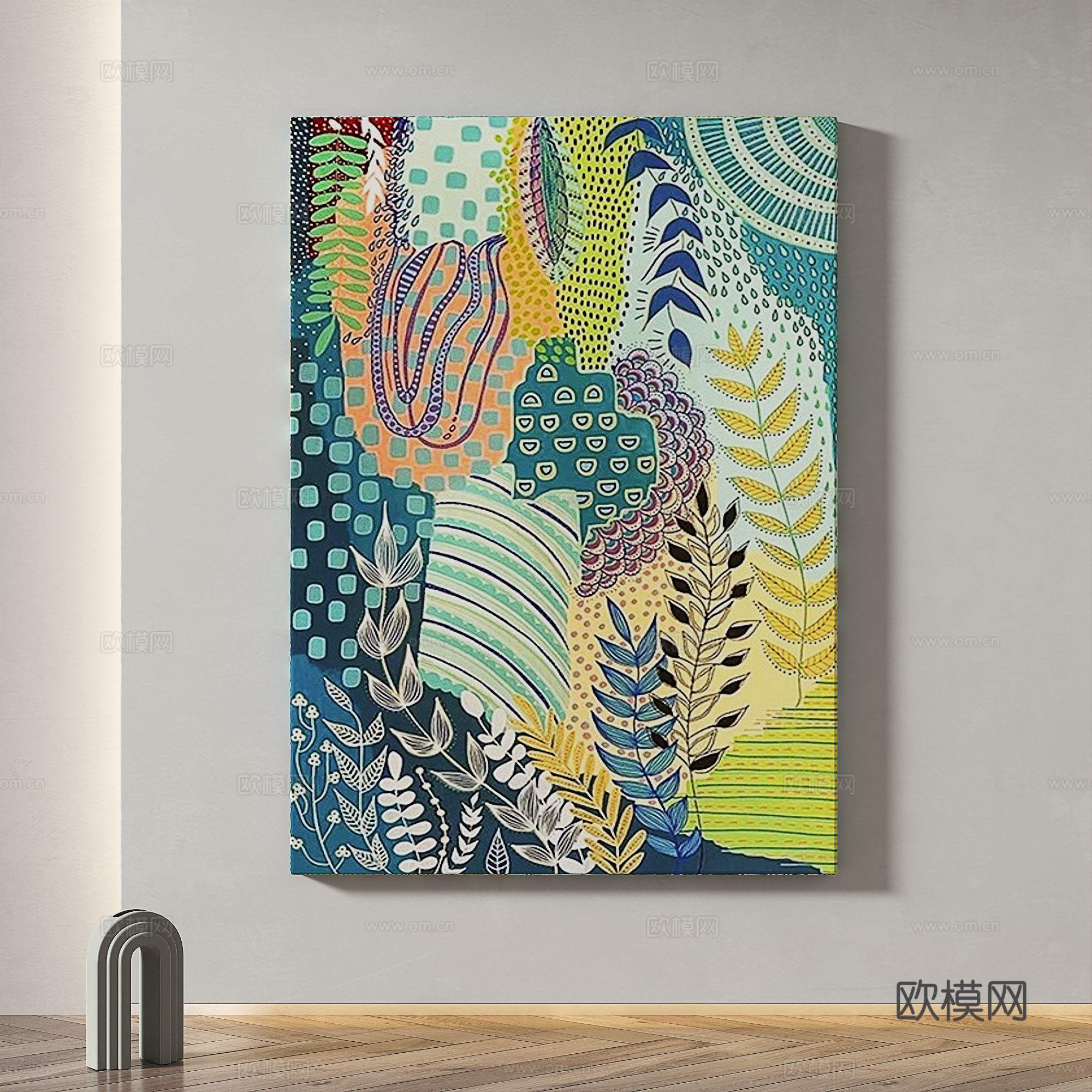 现代，简约，抽象，轻奢，油画，奶油风，装饰画3d模型