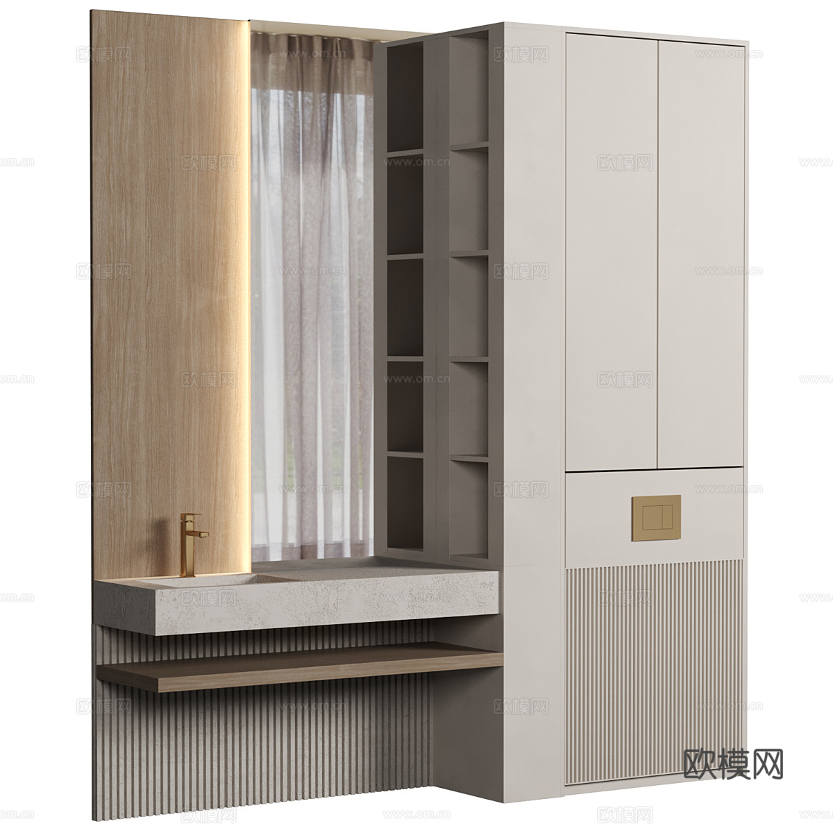 现代极简浴室柜 台盆柜3d模型