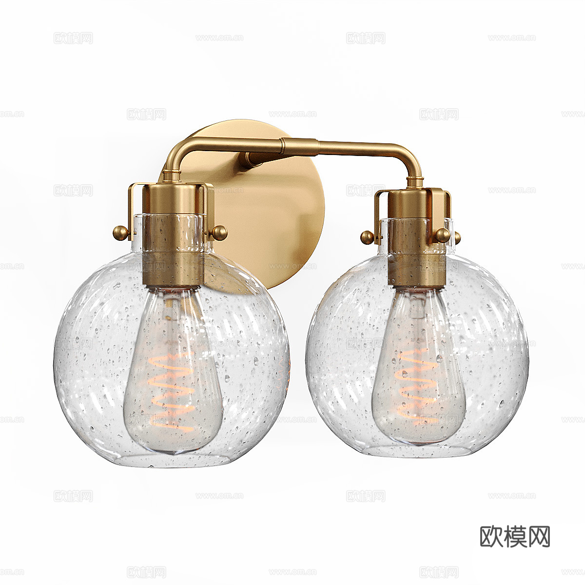 现代意式轻奢双头玻璃壁灯3d模型