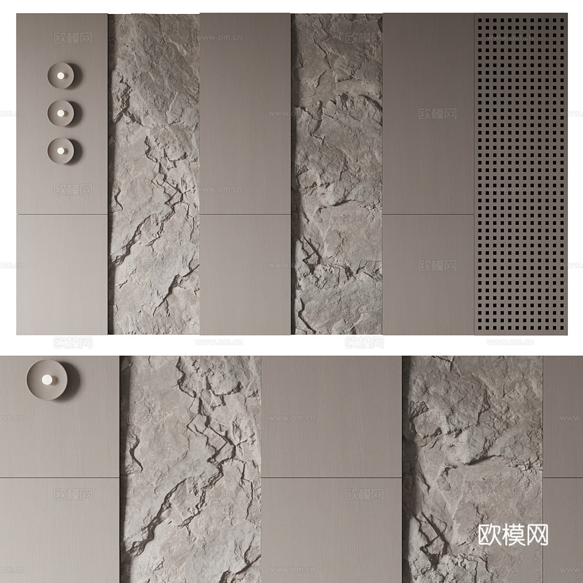 现代意式极简沙发背景墙3d模型