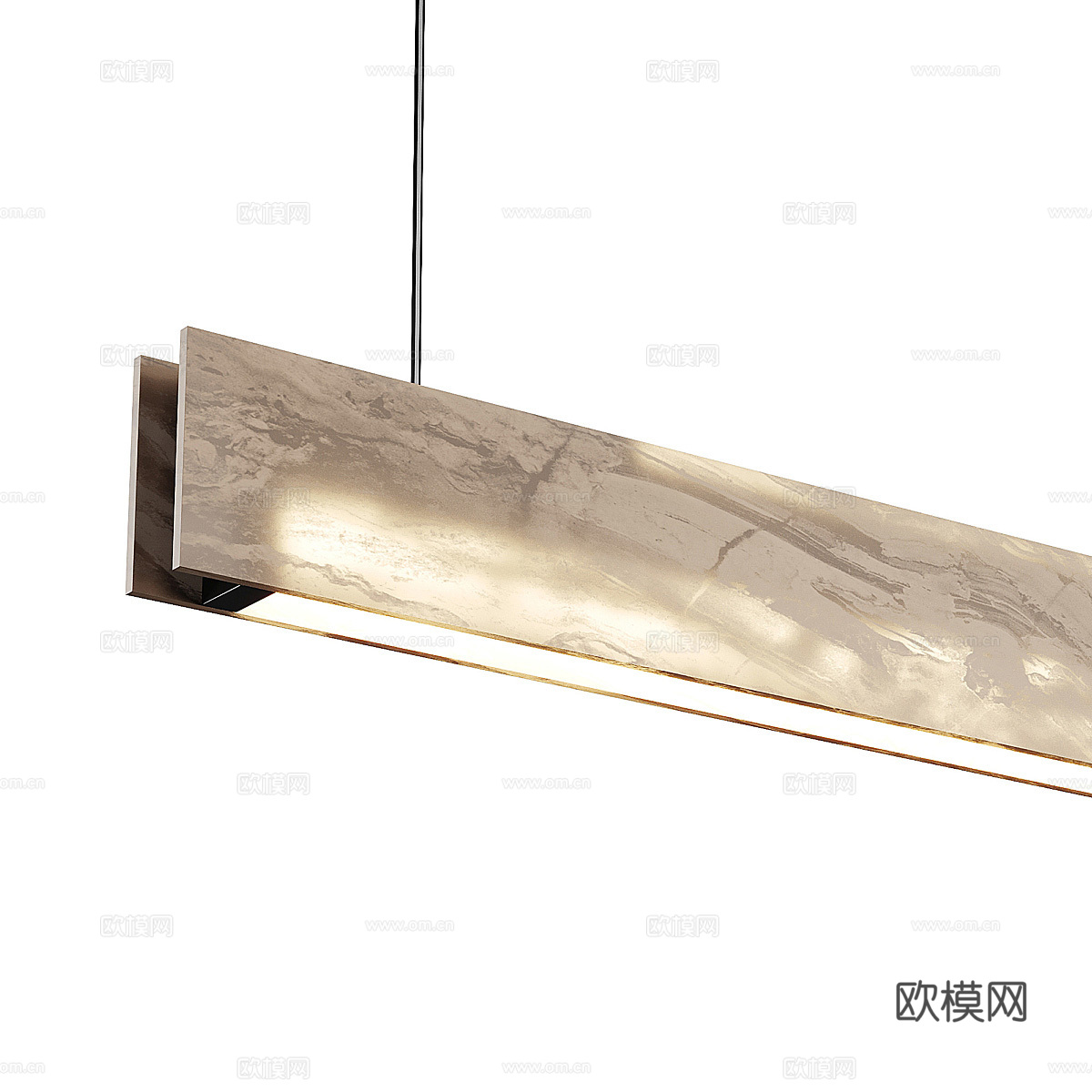 现代意式轻奢透光石长条吊灯3d模型