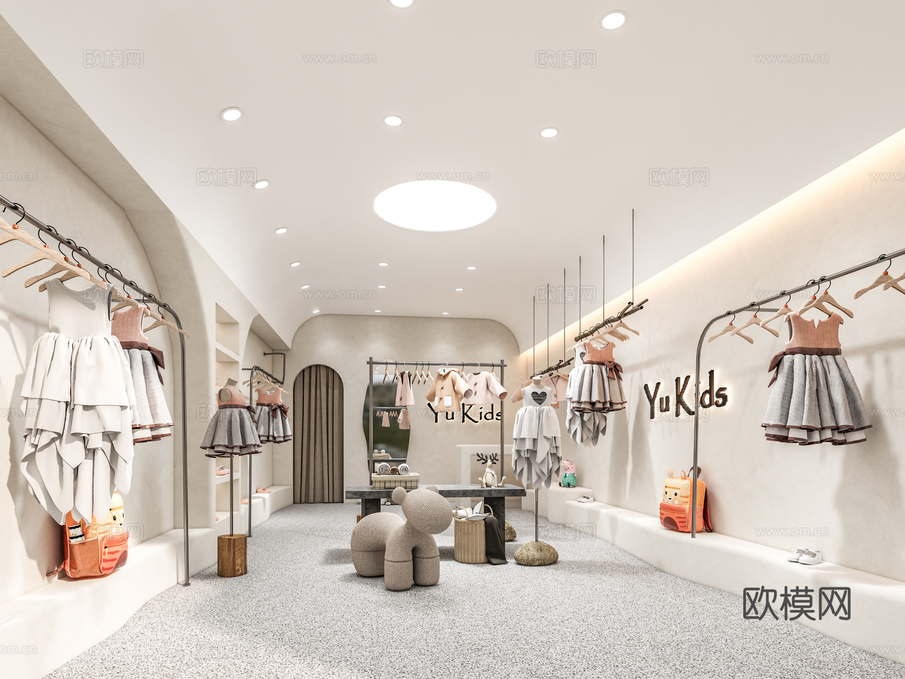 现代服装店 儿童服装店 女装男装服饰店 衣架衣服裙子裤子 展su模型