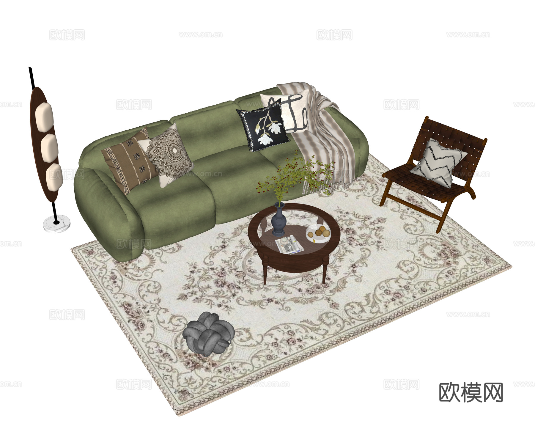 中古复古沙发组合su模型