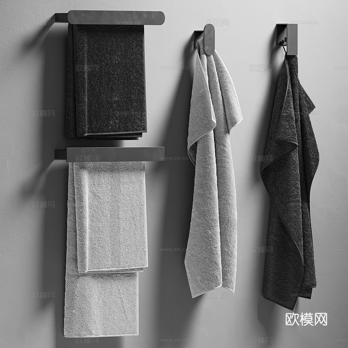 现代意式卫浴毛巾 毛巾架3d模型