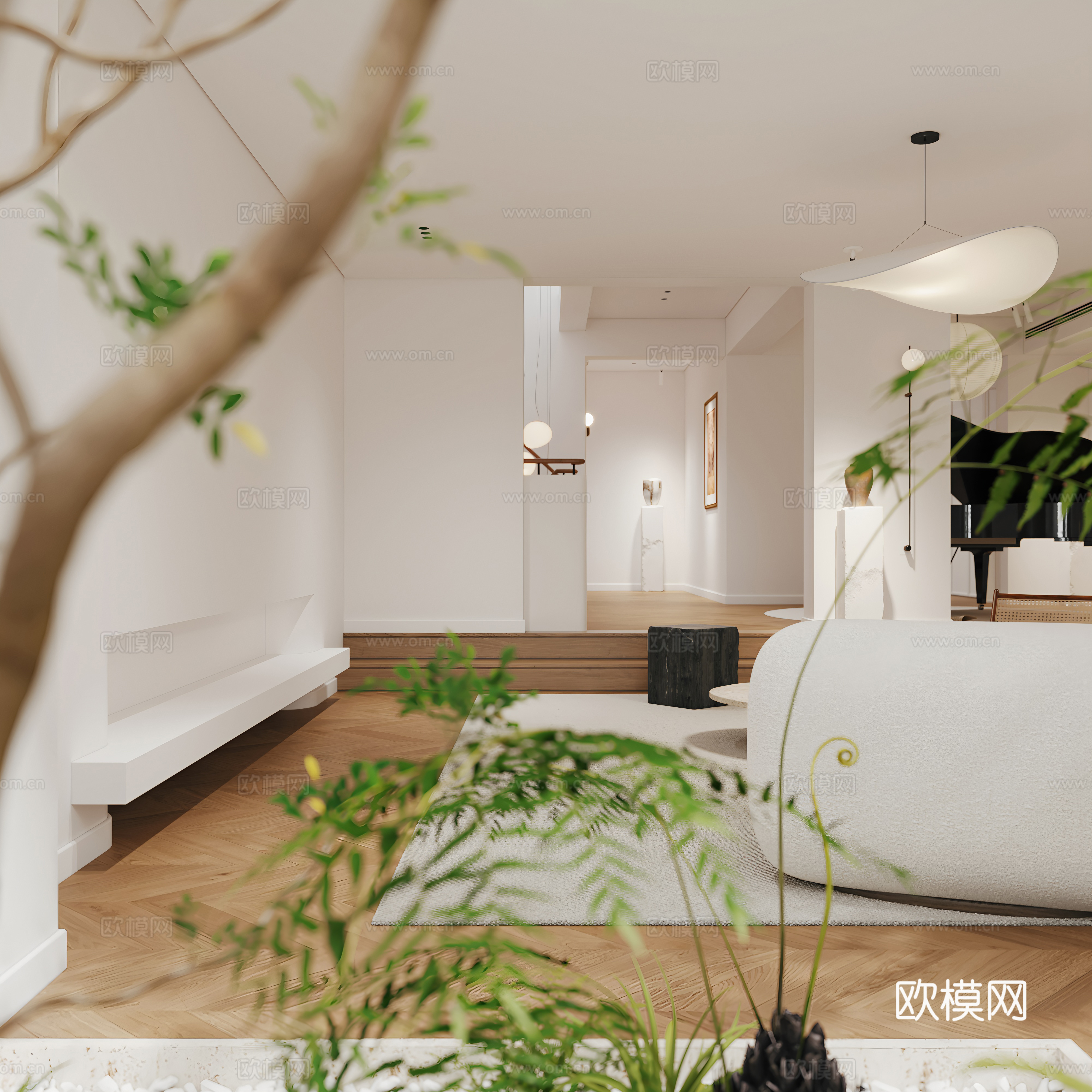 现代，客厅3d模型下载（渲染图6）