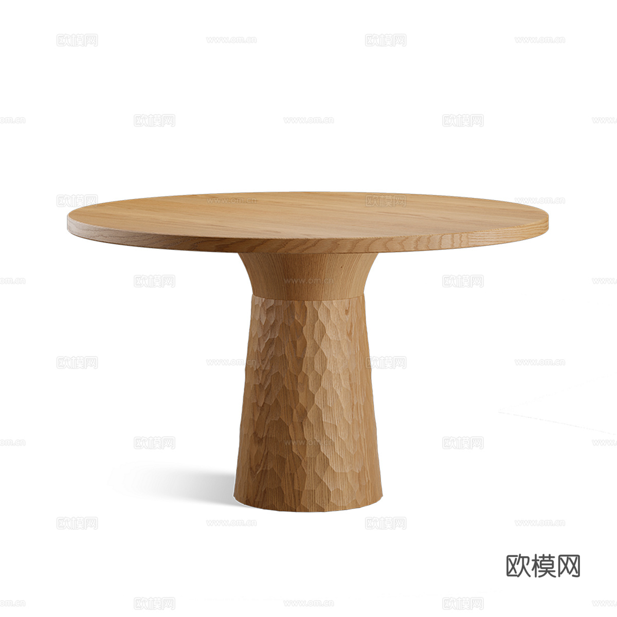 新中式原木风实木圆餐桌3d模型