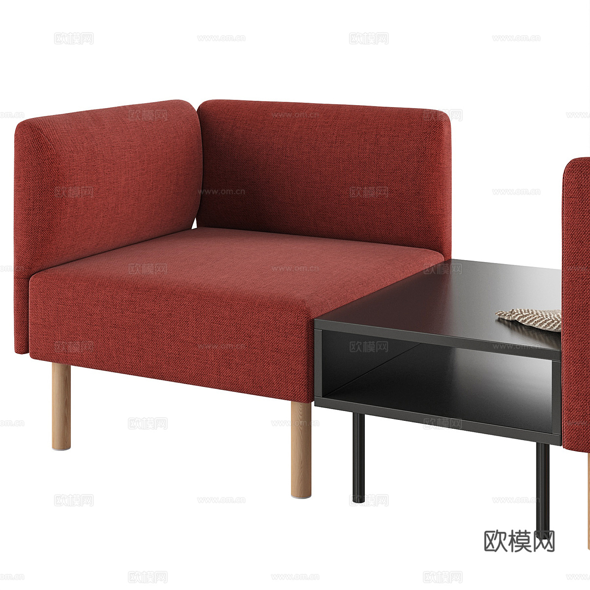 现代意式北欧布艺休闲沙发3d模型