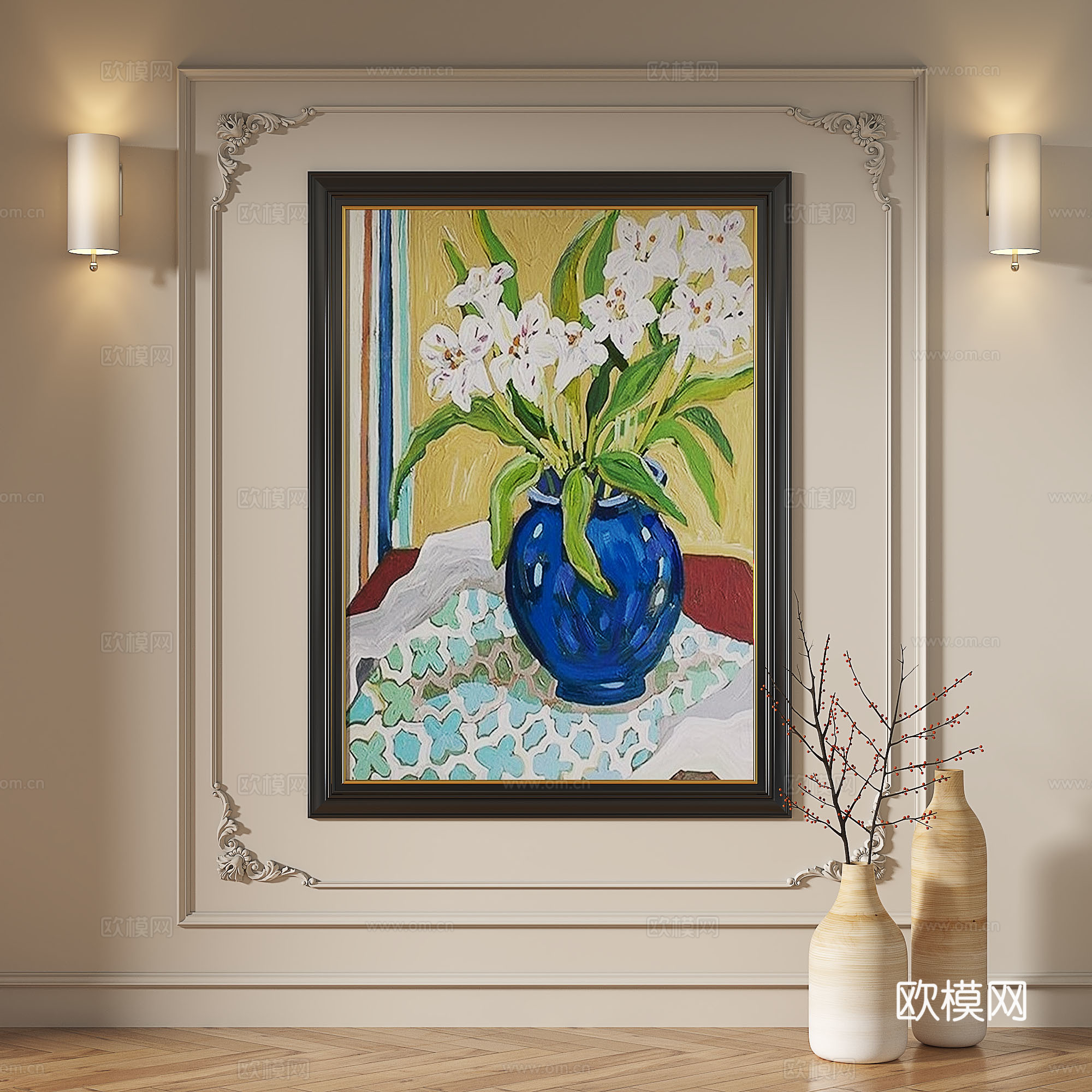 法式，复古，中古，现代，油画，轻奢，抽象，装饰画3d模型